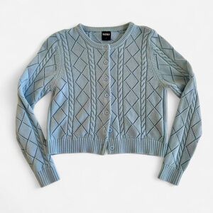 Katie J NYC Light Blue Diamond Knit Cardigan